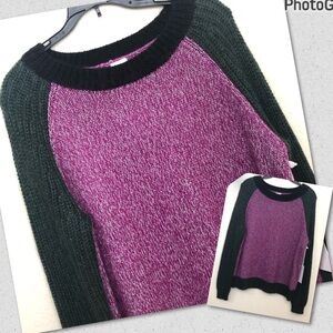 SHAE NY Womens Small Colorblock Sweater Long Sleeve Hibiscus Combo Pullover NWT